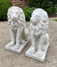 Load image into Gallery viewer, Vintage English Statues LIONS PAIR Garden Figures Cast Stone Yard Decor 22&quot; Tall