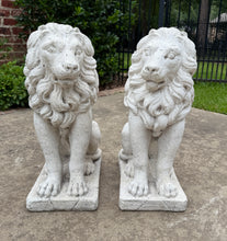 Load image into Gallery viewer, Vintage English Statues LIONS PAIR Garden Figures Cast Stone Yard Decor 22&quot; Tall