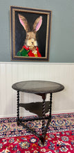 Load image into Gallery viewer, Antique English Envelope Barley Twist Drop Leaf Side Table Carved Oak c. 1900