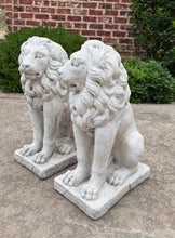 Load image into Gallery viewer, Vintage English Statues LIONS PAIR Garden Figures Cast Stone Yard Decor 22&quot; Tall