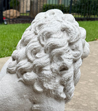 Load image into Gallery viewer, Vintage English Statues LIONS PAIR Garden Figures Cast Stone Yard Decor 22&quot; Tall