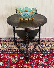 Load image into Gallery viewer, Antique English Envelope Barley Twist Drop Leaf Side Table Carved Oak c. 1900
