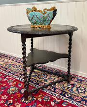 Load image into Gallery viewer, Antique English Envelope Barley Twist Drop Leaf Side Table Carved Oak c. 1900