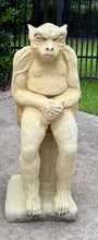 Load image into Gallery viewer, Vintage English Statues Garden Figures Gargoyles Seated Cast Stone Pair