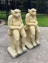 Load image into Gallery viewer, Vintage English Statues Garden Figures Gargoyles Seated Cast Stone Pair