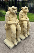 Load image into Gallery viewer, Vintage English Statues Garden Figures Gargoyles Seated Cast Stone Pair