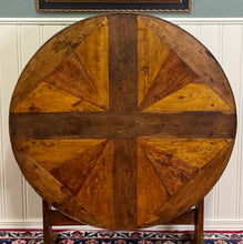 Load image into Gallery viewer, Antique French Vendage Round Flip Top Gateleg Wine Table Oak Trestle Feet c.19th