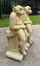 Load image into Gallery viewer, Vintage English Statues Garden Figures Gargoyles Seated Cast Stone Pair
