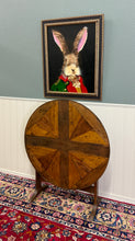 Load image into Gallery viewer, Antique French Vendage Round Flip Top Gateleg Wine Table Oak Trestle Feet c.19th