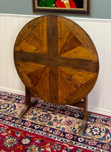 Load image into Gallery viewer, Antique French Vendage Round Flip Top Gateleg Wine Table Oak Trestle Feet c.19th