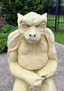 Vintage English Statues Garden Figures Gargoyles Seated Cast Stone Pair
