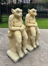 Load image into Gallery viewer, Vintage English Statues Garden Figures Gargoyles Seated Cast Stone Pair