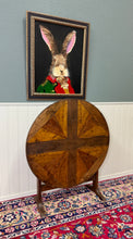 Load image into Gallery viewer, Antique French Vendage Round Flip Top Gateleg Wine Table Oak Trestle Feet c.19th