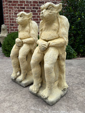 Load image into Gallery viewer, Vintage English Statues Garden Figures Gargoyles Seated Cast Stone Pair