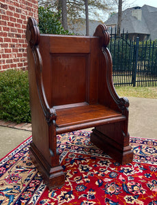 Antique English Bench Chair Church Pew Meditation Bench Oak c.19thC