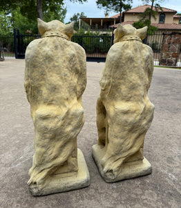 Vintage English Statues Garden Figures Gargoyles Seated Cast Stone Pair
