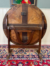 Load image into Gallery viewer, Antique French Vendage Round Flip Top Gateleg Wine Table Oak Trestle Feet c.19th