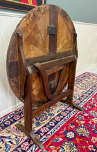 Load image into Gallery viewer, Antique French Vendage Round Flip Top Gateleg Wine Table Oak Trestle Feet c.19th
