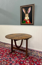 Load image into Gallery viewer, Antique French Vendage Round Flip Top Gateleg Wine Table Oak Trestle Feet c.19th