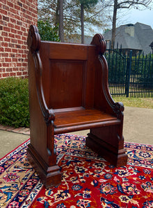 Antique English Bench Chair Church Pew Meditation Bench Oak c.19thC