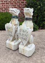 Load image into Gallery viewer, Vintage English Statues Garden Figures Gargoyles Brass Collars Cast Stone Pair