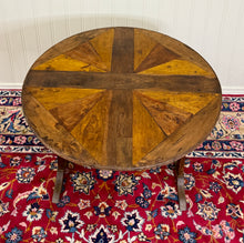 Load image into Gallery viewer, Antique French Vendage Round Flip Top Gateleg Wine Table Oak Trestle Feet c.19th
