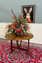 Load image into Gallery viewer, Antique French Vendage Round Flip Top Gateleg Wine Table Oak Trestle Feet c.19th