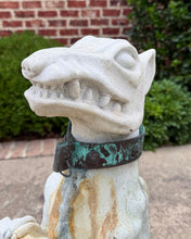Load image into Gallery viewer, Vintage English Statues Garden Figures Gargoyles Brass Collars Cast Stone Pair