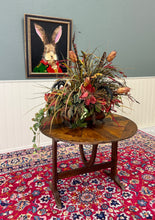 Load image into Gallery viewer, Antique French Vendage Round Flip Top Gateleg Wine Table Oak Trestle Feet c.19th