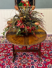 Load image into Gallery viewer, Antique French Vendage Round Flip Top Gateleg Wine Table Oak Trestle Feet c.19th