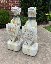 Load image into Gallery viewer, Vintage English Statues Garden Figures Gargoyles Brass Collars Cast Stone Pair