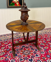 Load image into Gallery viewer, Antique French Vendage Round Flip Top Gateleg Wine Table Oak Trestle Feet c.19th