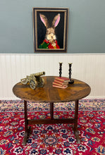 Load image into Gallery viewer, Antique French Vendage Round Flip Top Gateleg Wine Table Oak Trestle Feet c.19th