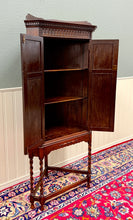 Load image into Gallery viewer, Antique English Jacobean Corner Cabinet Cupboard Storage Barley Twist Oak 1930s