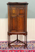 Load image into Gallery viewer, Antique English Jacobean Corner Cabinet Cupboard Storage Barley Twist Oak 1930s