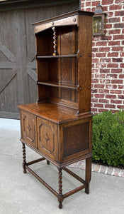 Antique English Oak Welsh Plate Dresser Sideboard Barley Twist Petite C. 1920s