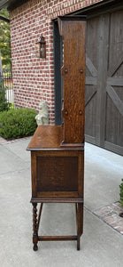 Antique English Oak Welsh Plate Dresser Sideboard Barley Twist Petite C. 1920s