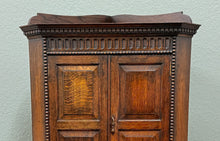 Load image into Gallery viewer, Antique English Jacobean Corner Cabinet Cupboard Storage Barley Twist Oak 1930s