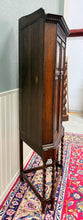 Load image into Gallery viewer, Antique English Jacobean Corner Cabinet Cupboard Storage Barley Twist Oak 1930s
