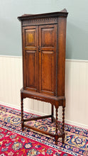 Load image into Gallery viewer, Antique English Jacobean Corner Cabinet Cupboard Storage Barley Twist Oak 1930s