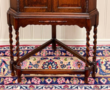 Load image into Gallery viewer, Antique English Jacobean Corner Cabinet Cupboard Storage Barley Twist Oak 1930s