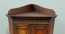 Load image into Gallery viewer, Antique English Jacobean Corner Cabinet Cupboard Storage Barley Twist Oak 1930s