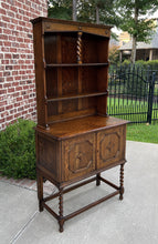 Load image into Gallery viewer, Antique English Oak Welsh Plate Dresser Sideboard Barley Twist Petite C. 1920s