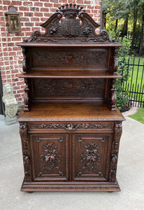 Antique French Buffet Server Sideboard Hunt Cabinet Black Forest Bookcase 19C