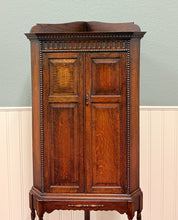 Load image into Gallery viewer, Antique English Jacobean Corner Cabinet Cupboard Storage Barley Twist Oak 1930s