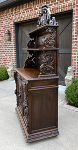 Antique French Buffet Server Sideboard Hunt Cabinet Black Forest Bookcase 19C