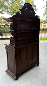 Antique French Buffet Server Sideboard Hunt Cabinet Black Forest Bookcase 19C