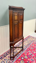 Load image into Gallery viewer, Antique English Jacobean Corner Cabinet Cupboard Storage Barley Twist Oak 1930s