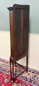 Antique English Jacobean Corner Cabinet Cupboard Storage Barley Twist Oak 1930s