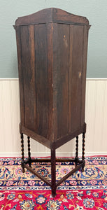 Antique English Jacobean Corner Cabinet Cupboard Storage Barley Twist Oak 1930s